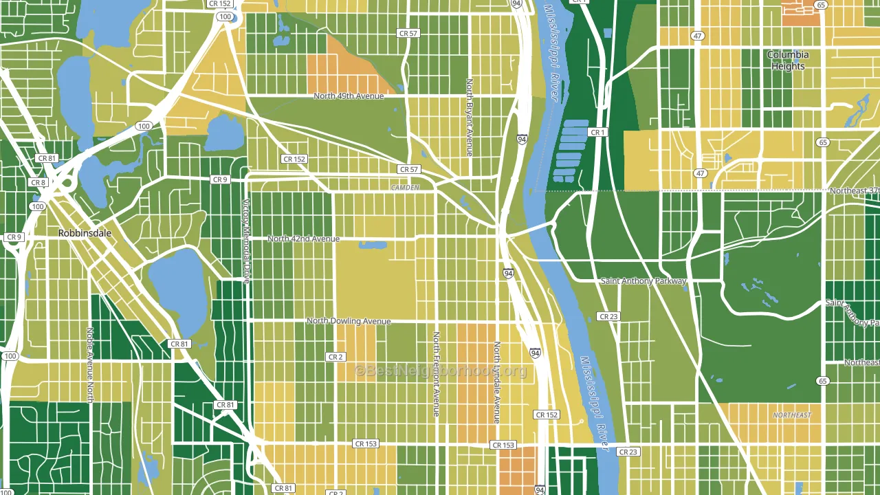 Webber-Camden, Minneapolis, MN block-group voter-turnout map