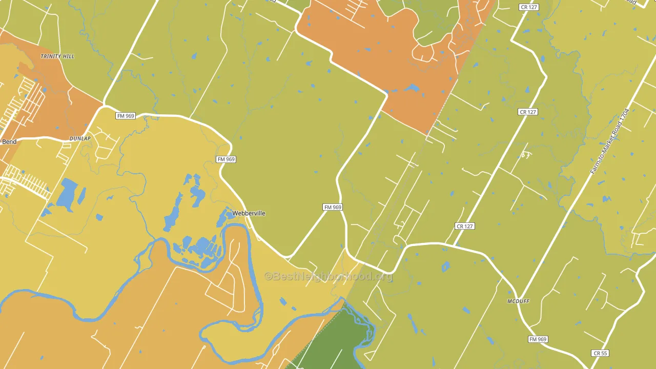 Webberville, TX block-group voter-turnout map