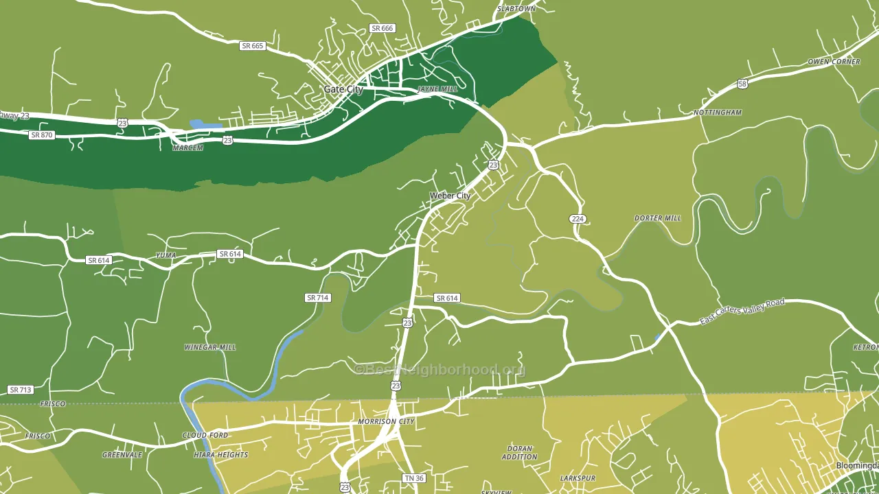 Weber City, VA block-group voter-turnout map