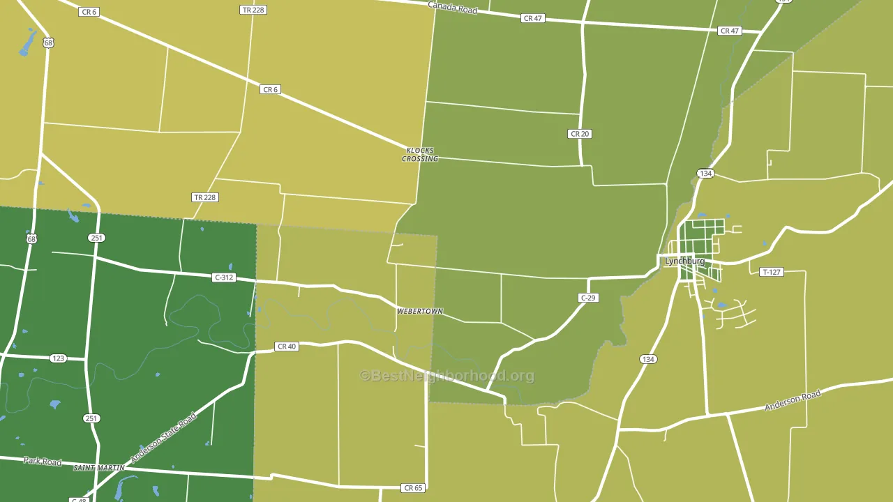 Webertown, OH block-group voter-turnout map