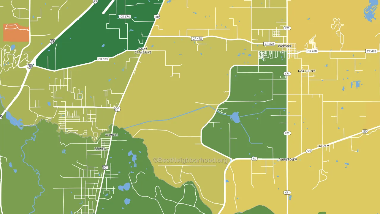Webster, FL block-group voter-turnout map