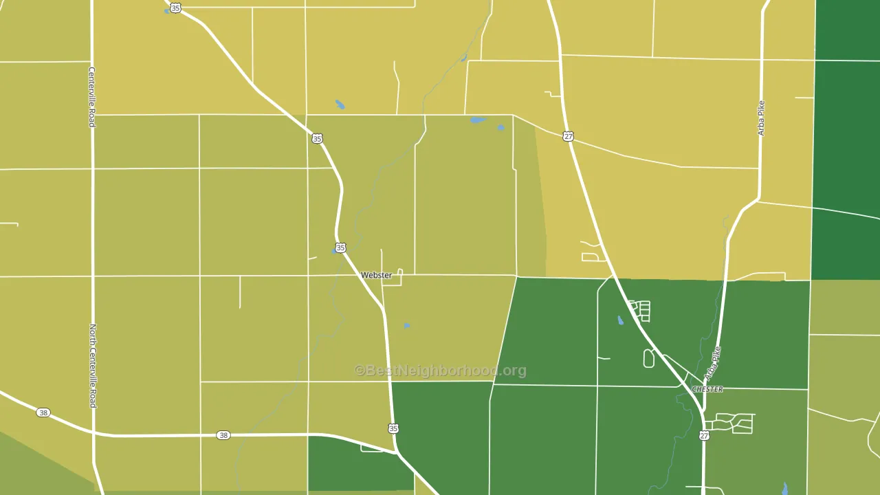 Webster, IN block-group voter-turnout map