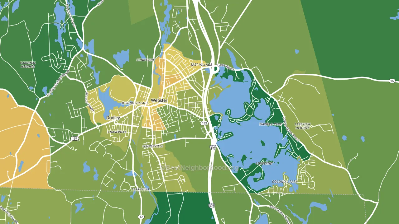 Webster, MA block-group voter-turnout map