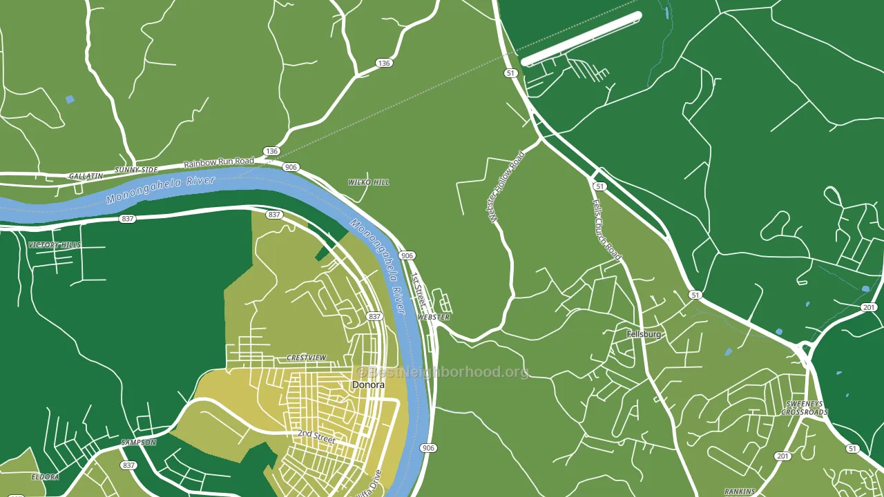 Webster, PA block-group voter-turnout map