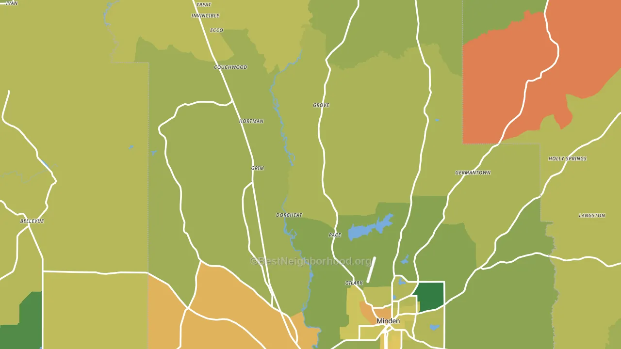 Webster Parish, LA block-group voter-turnout map