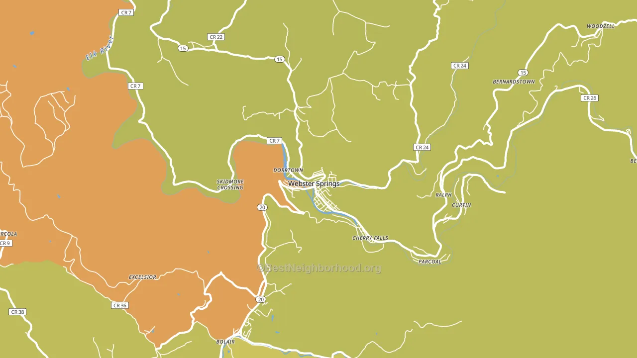 Webster Springs, WV block-group voter-turnout map