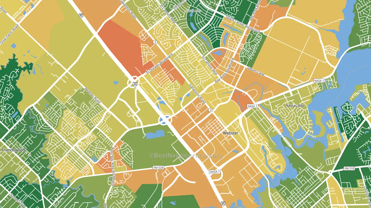 Webster, TX block-group voter-turnout map