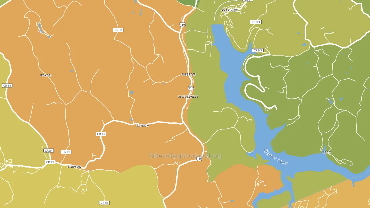 Webster, WV block-group voter-turnout map