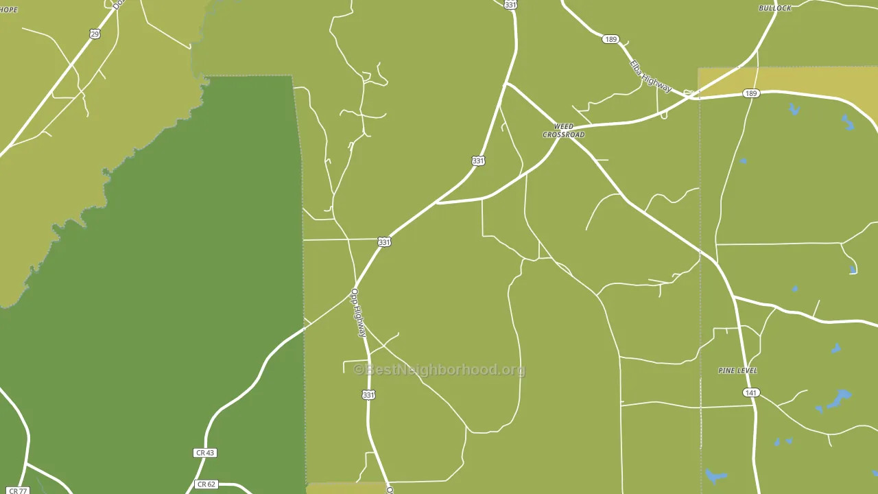Weed Crossroad, AL block-group voter-turnout map