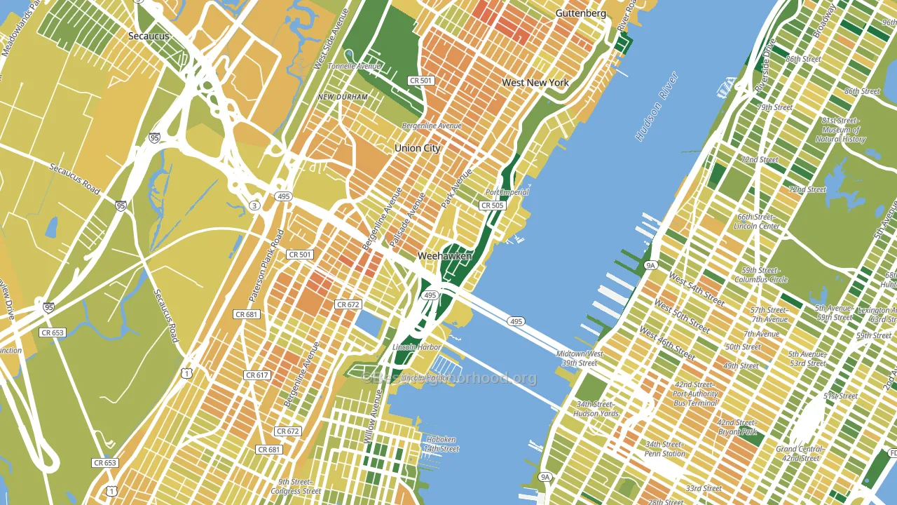 Weehawken, NJ block-group voter-turnout map