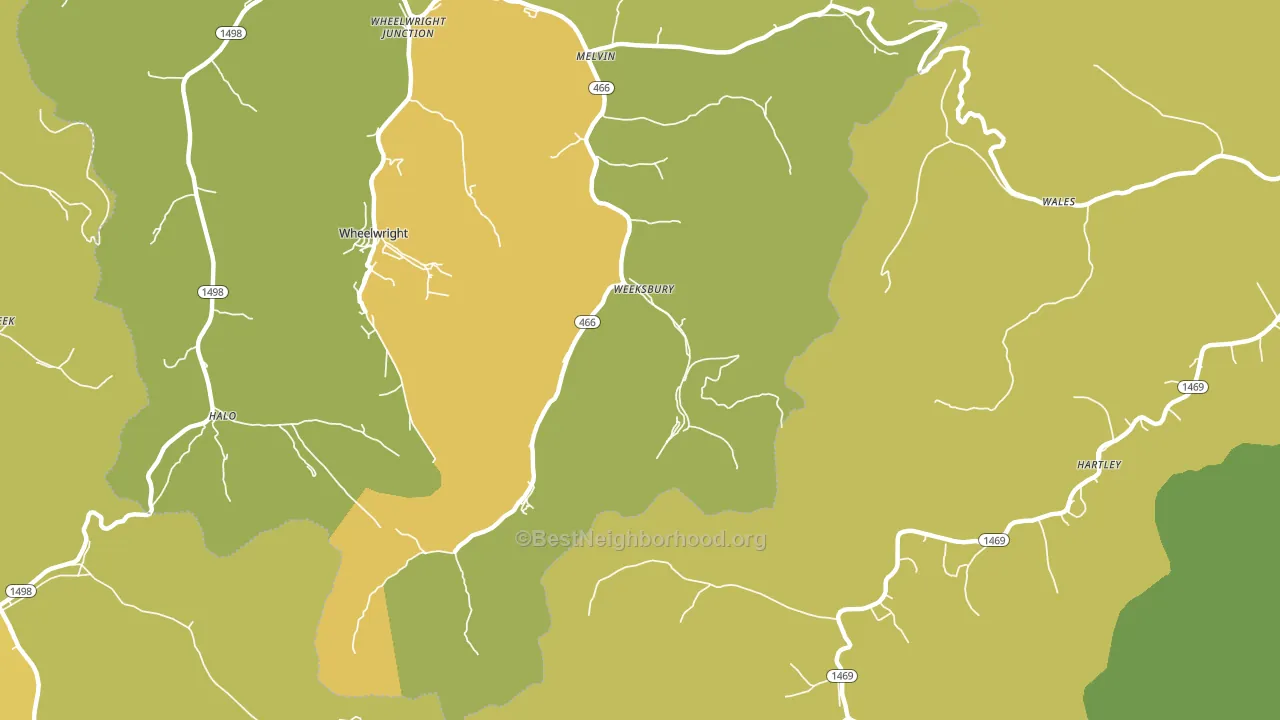 Weeksbury, KY block-group voter-turnout map
