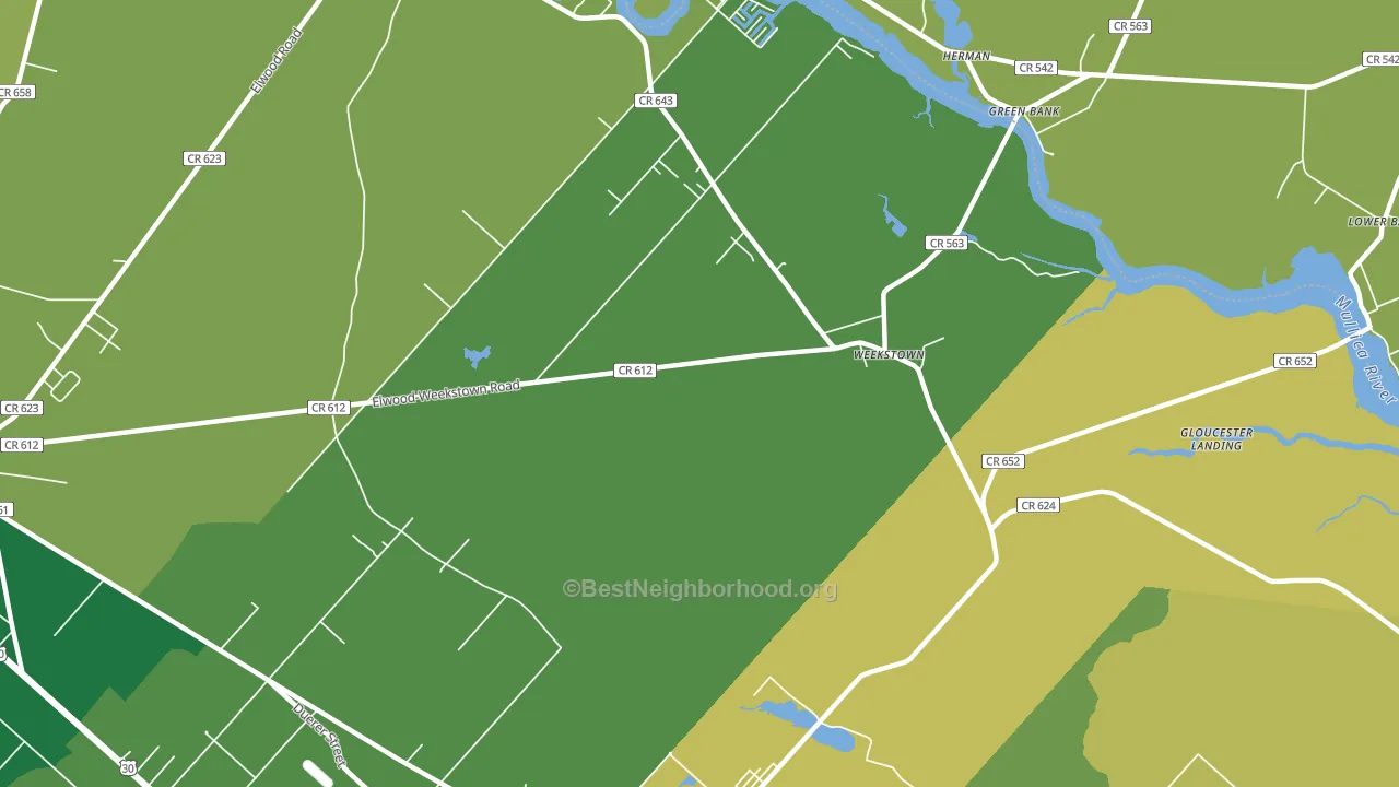 Weekstown, NJ block-group voter-turnout map