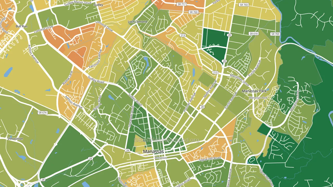 Weems, Manassas, VA block-group voter-turnout map