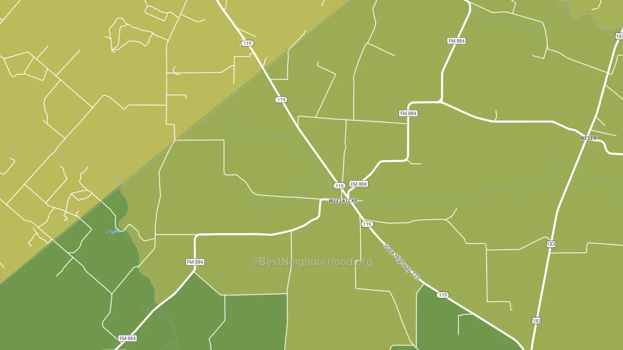 Weesatche, TX block-group voter-turnout map