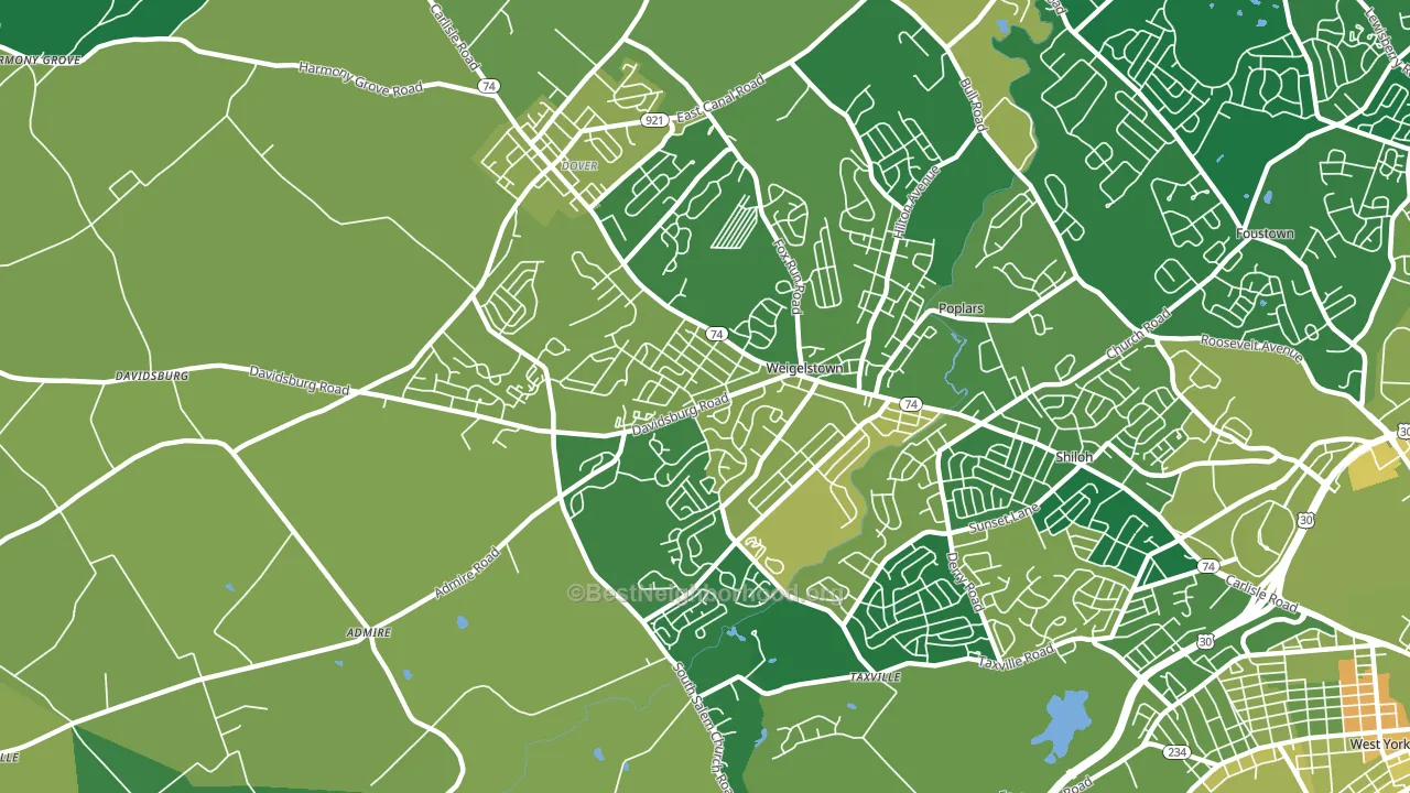 Weigelstown, PA block-group voter-turnout map