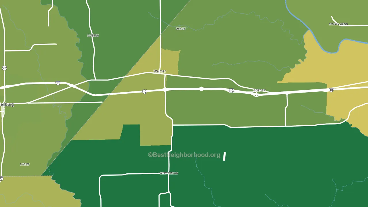 Weimar, TX block-group voter-turnout map