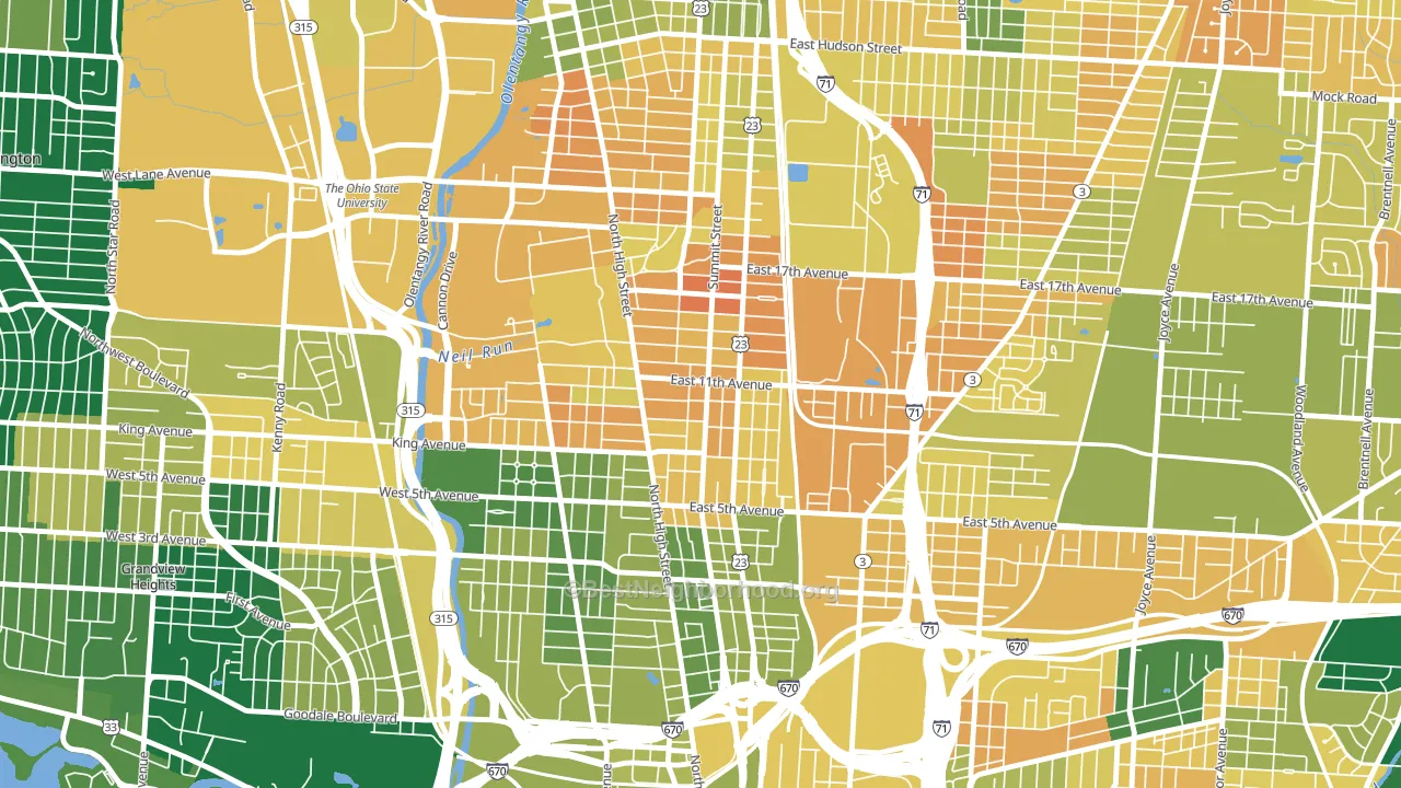 Weinland Park, Columbus, OH block-group voter-turnout map