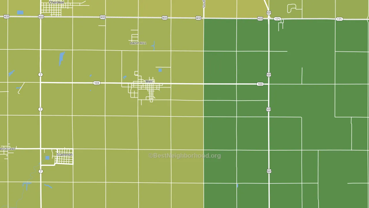 Weir, KS block-group voter-turnout map