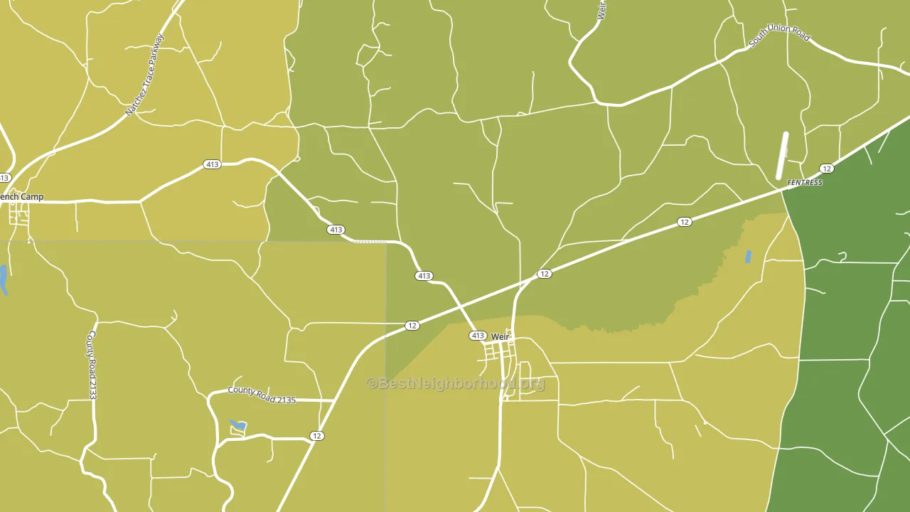 Weir, MS block-group voter-turnout map