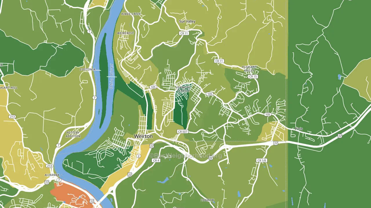 Weirton, WV block-group voter-turnout map