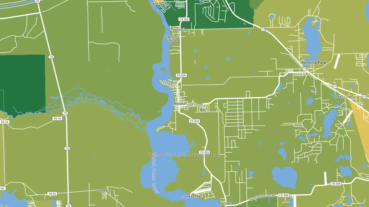 Welaka, FL block-group voter-turnout map