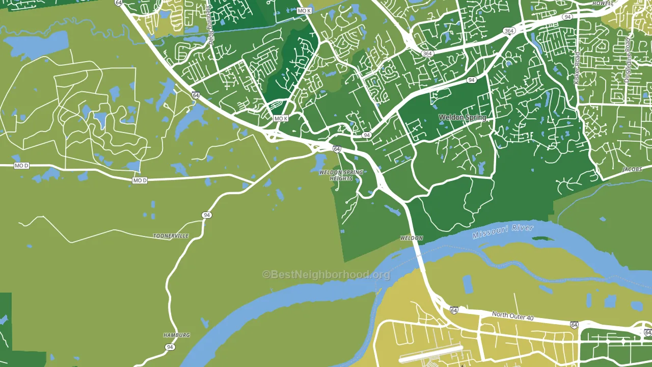 Weldon Spring Heights, MO block-group voter-turnout map
