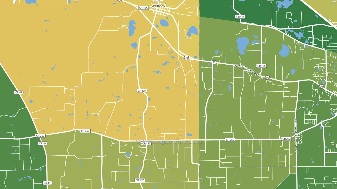 Wellborn, FL block-group voter-turnout map
