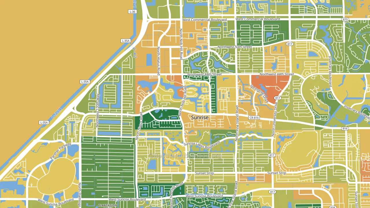 Welleby, Sunrise, FL block-group voter-turnout map