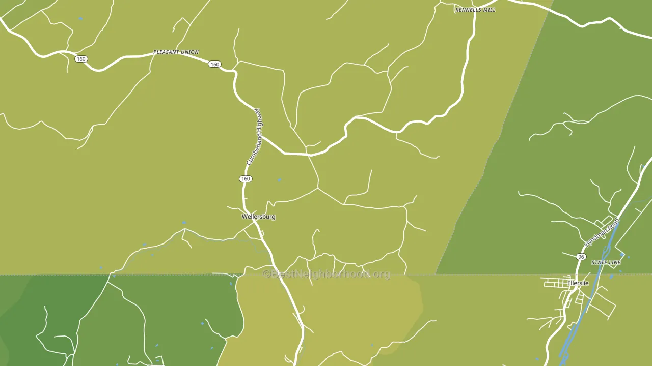 Wellersburg, PA block-group voter-turnout map