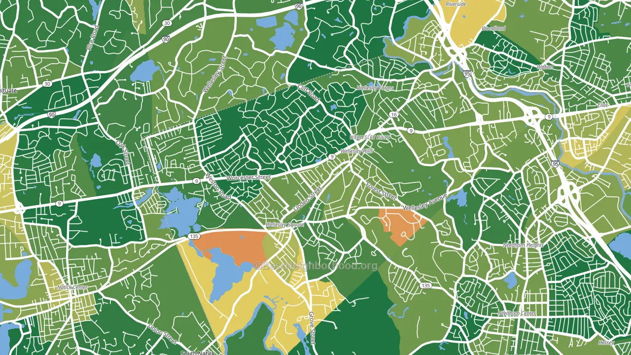 Wellesley, MA block-group voter-turnout map
