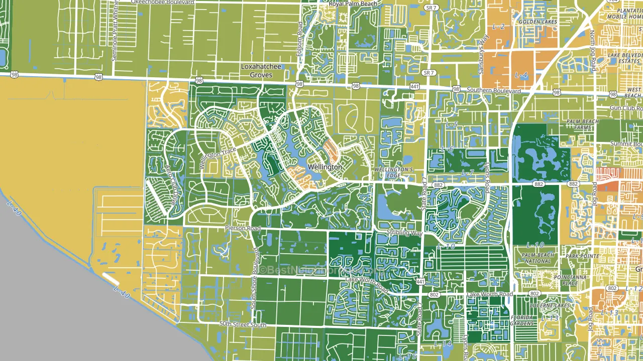 Wellington, FL block-group voter-turnout map