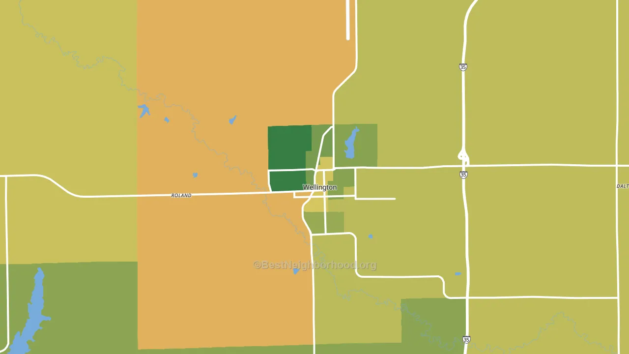Wellington, KS block-group voter-turnout map