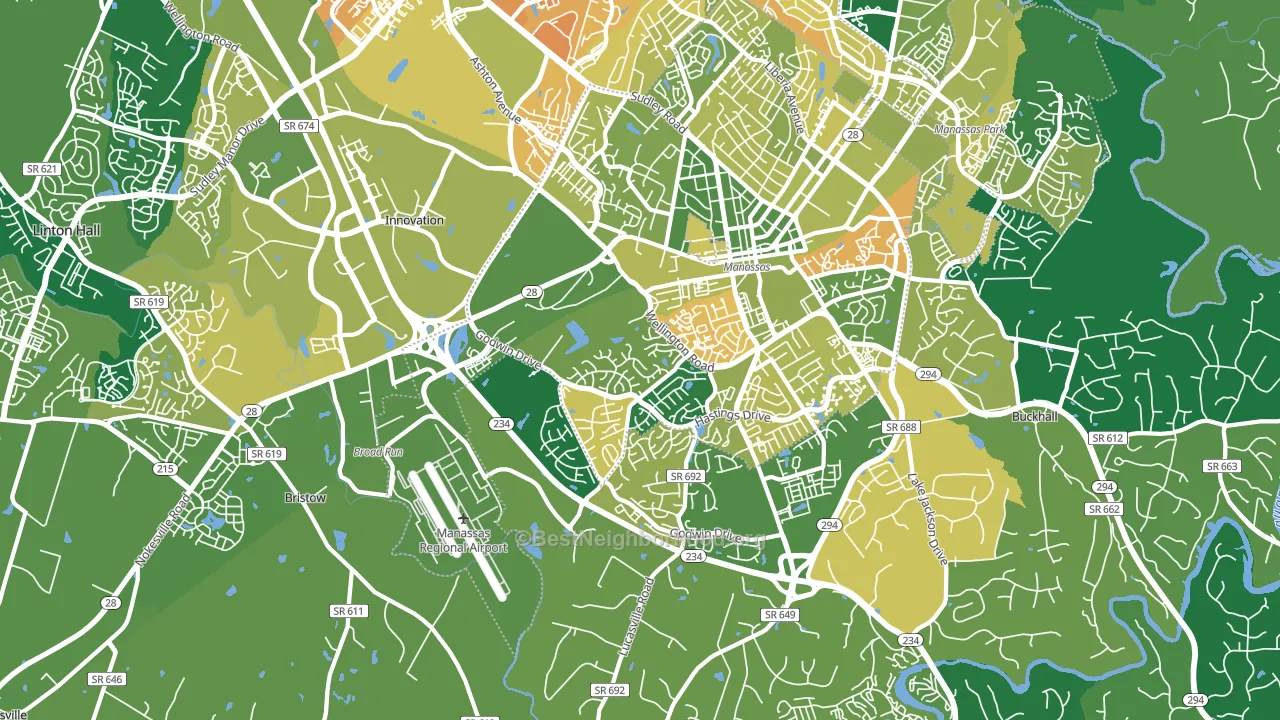 Wellington, Manassas, VA block-group voter-turnout map