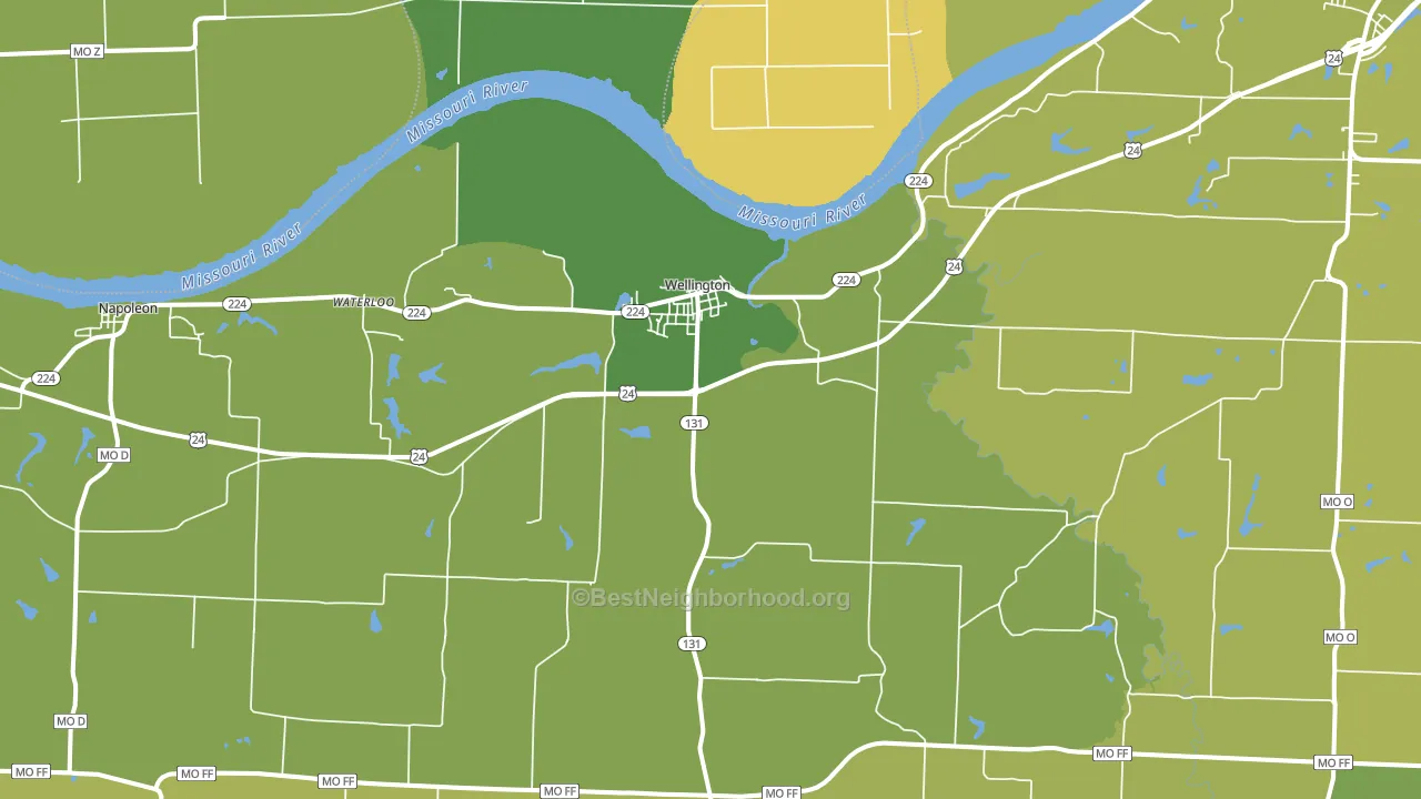 Wellington, MO block-group voter-turnout map