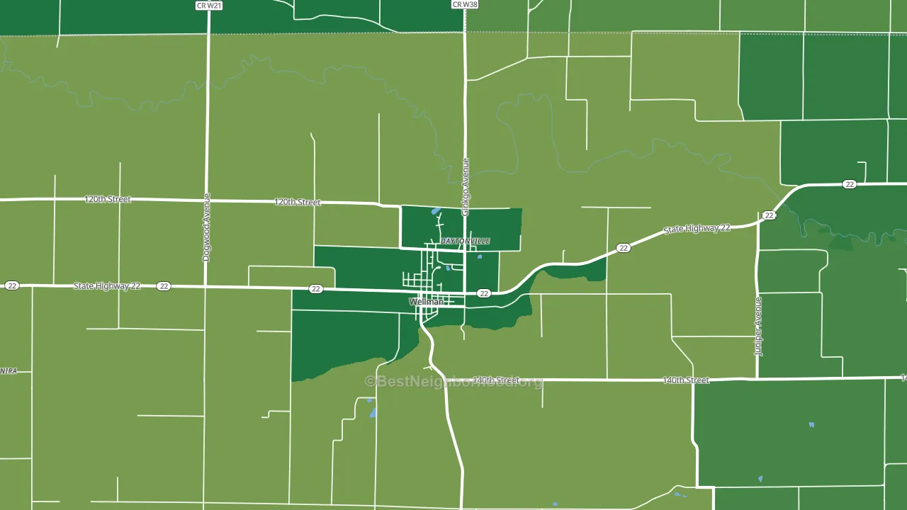 Wellman, IA block-group voter-turnout map