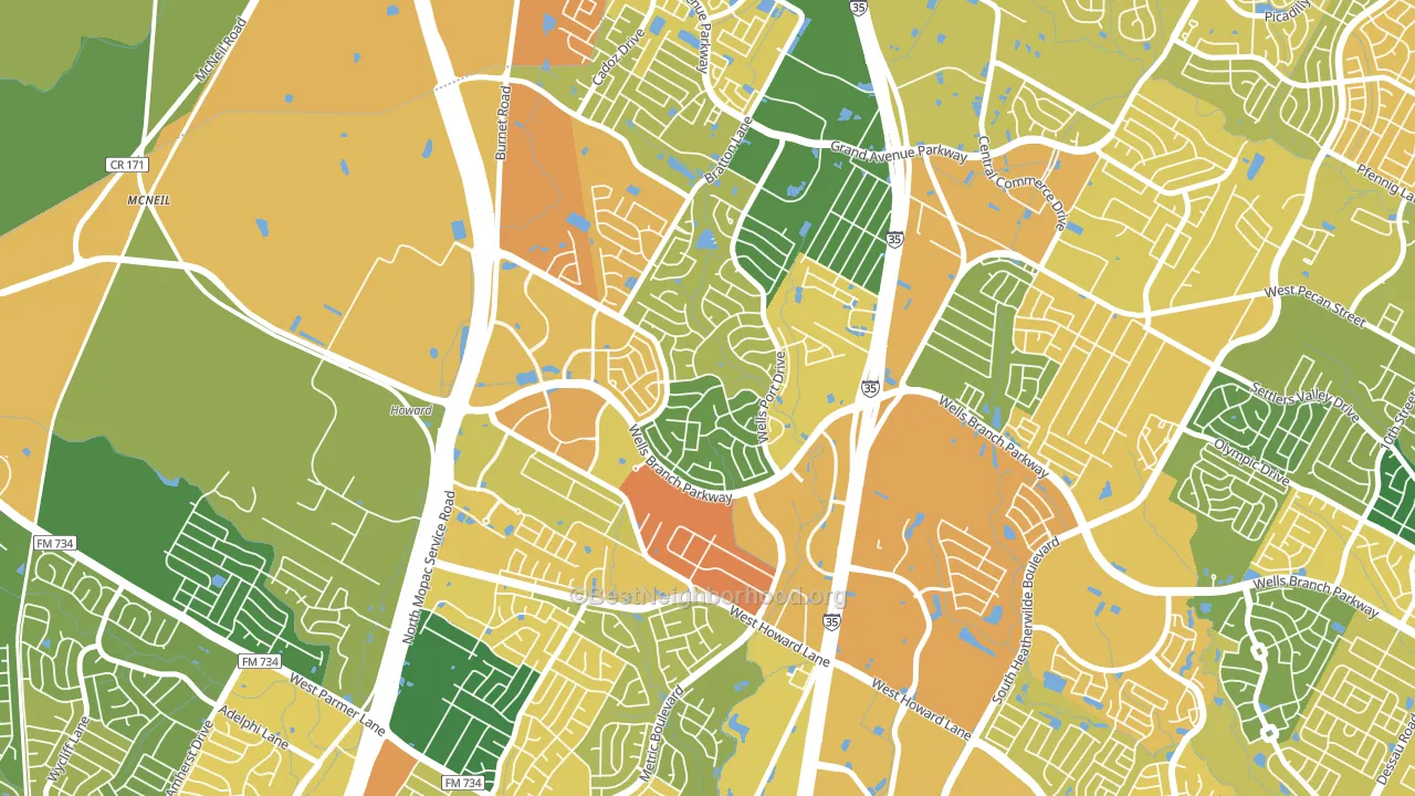 Wells Branch, TX block-group voter-turnout map