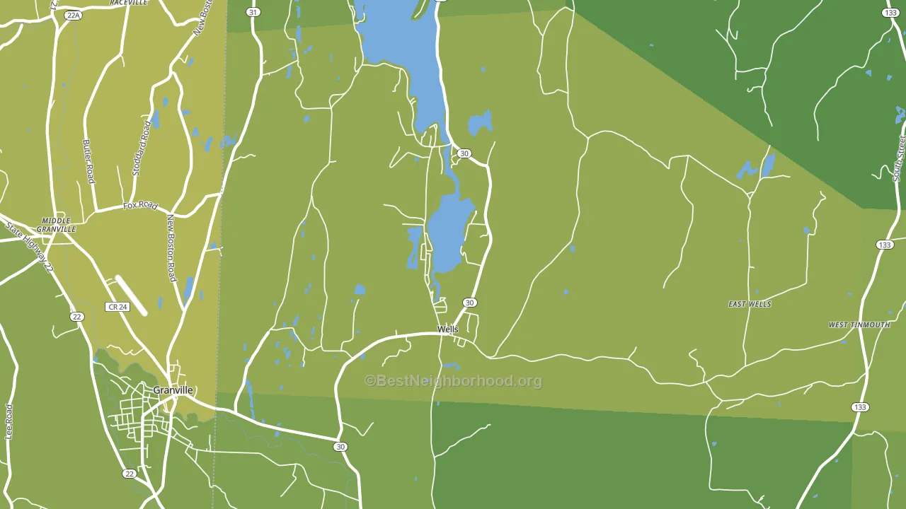 Wells, VT block-group voter-turnout map