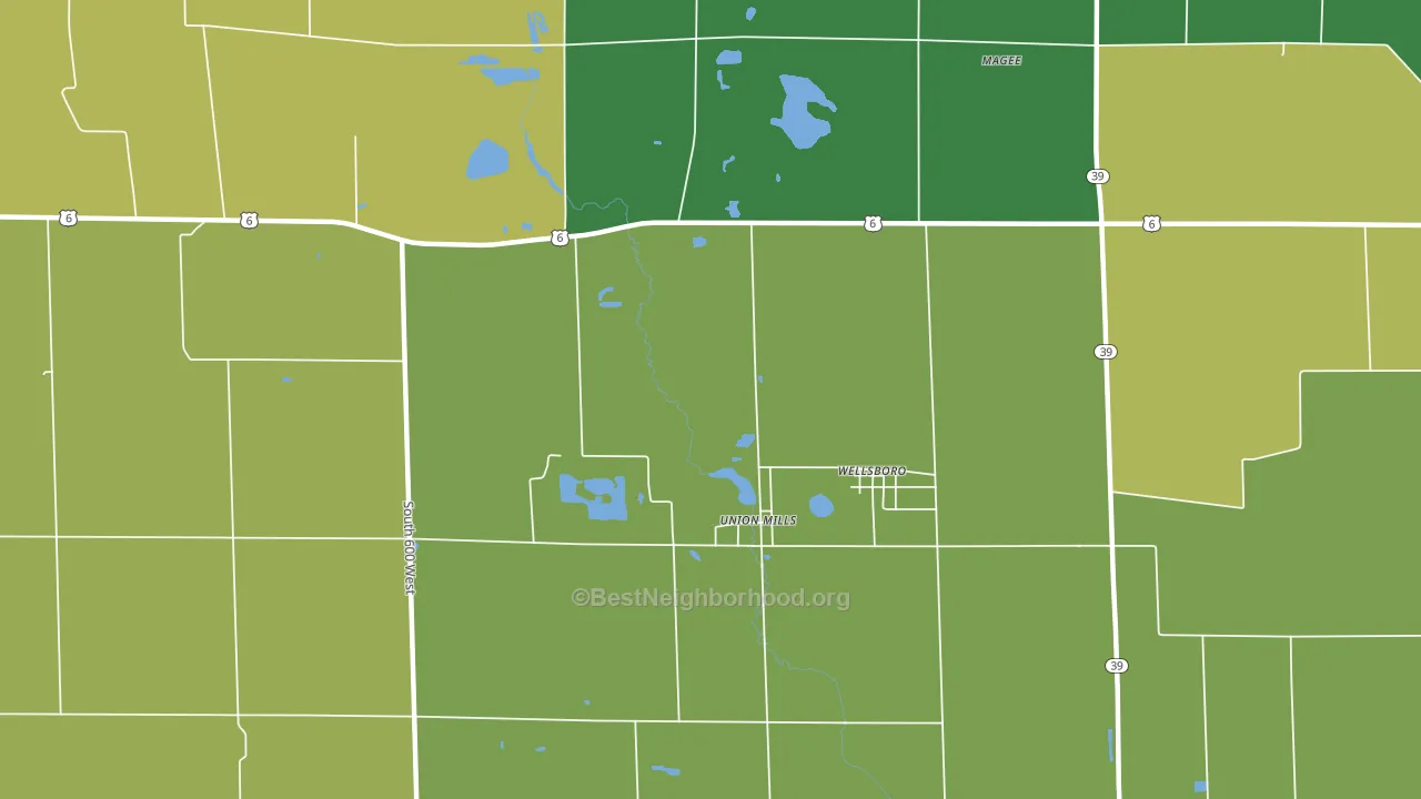 Wellsboro, IN block-group voter-turnout map