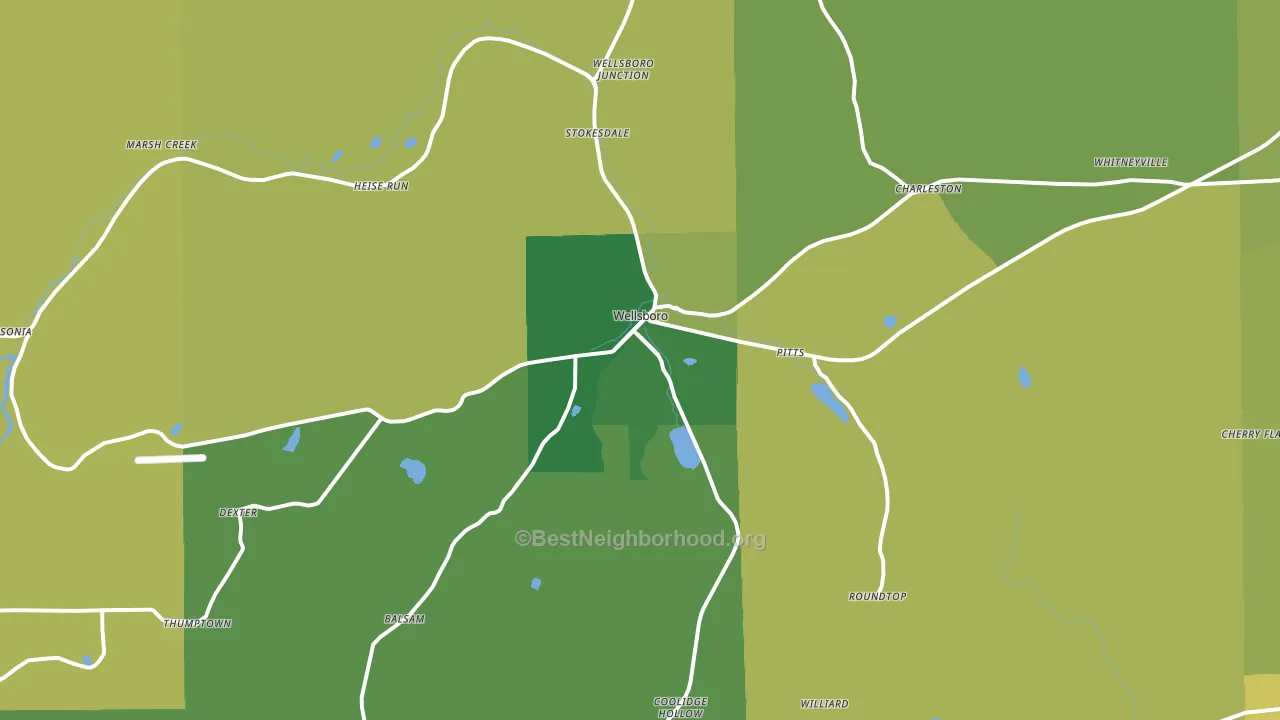 Wellsboro, PA block-group voter-turnout map
