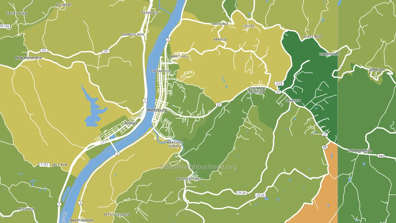 Wellsburg, WV block-group voter-turnout map
