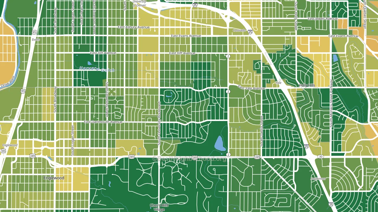 Wellshire, Denver, CO block-group voter-turnout map