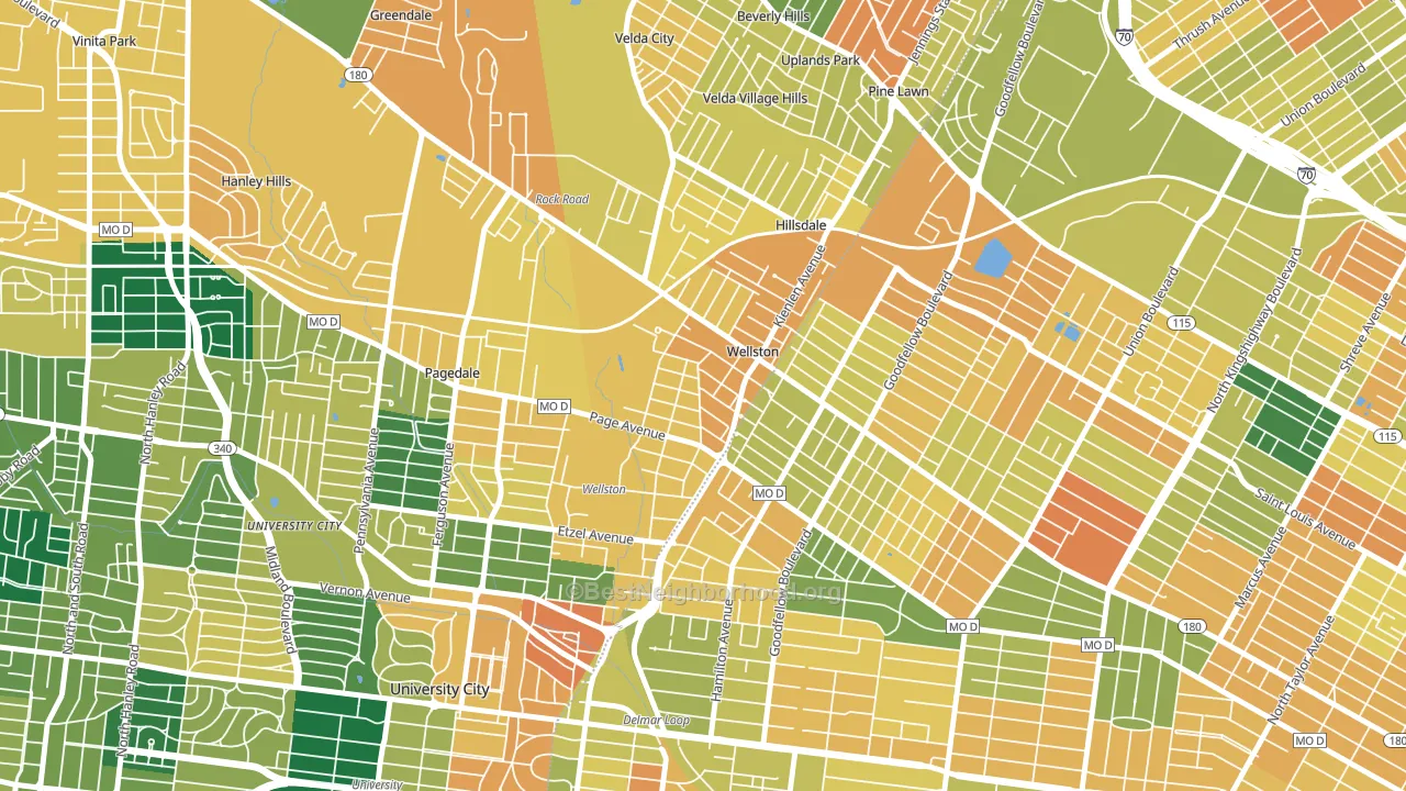 Wellston, MO block-group voter-turnout map