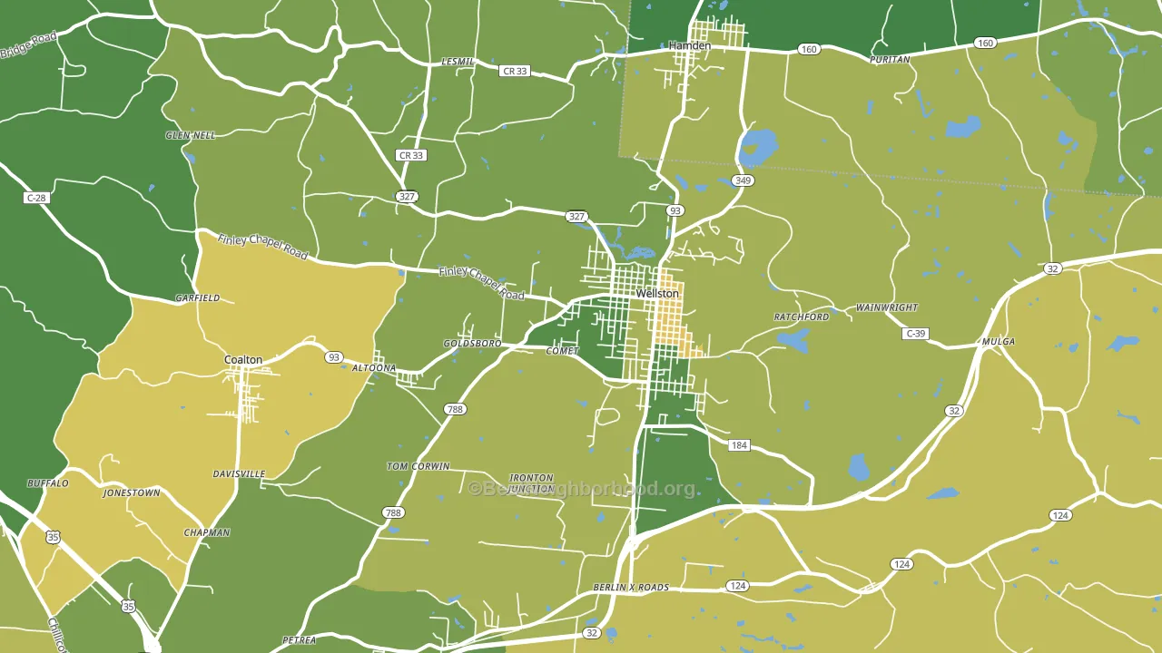 Wellston, OH block-group voter-turnout map
