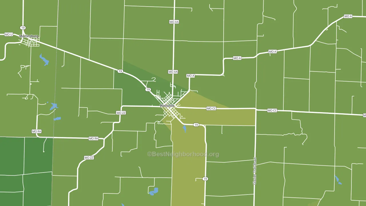 Wellsville, MO block-group voter-turnout map