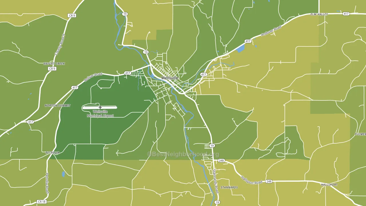 Wellsville, NY block-group voter-turnout map