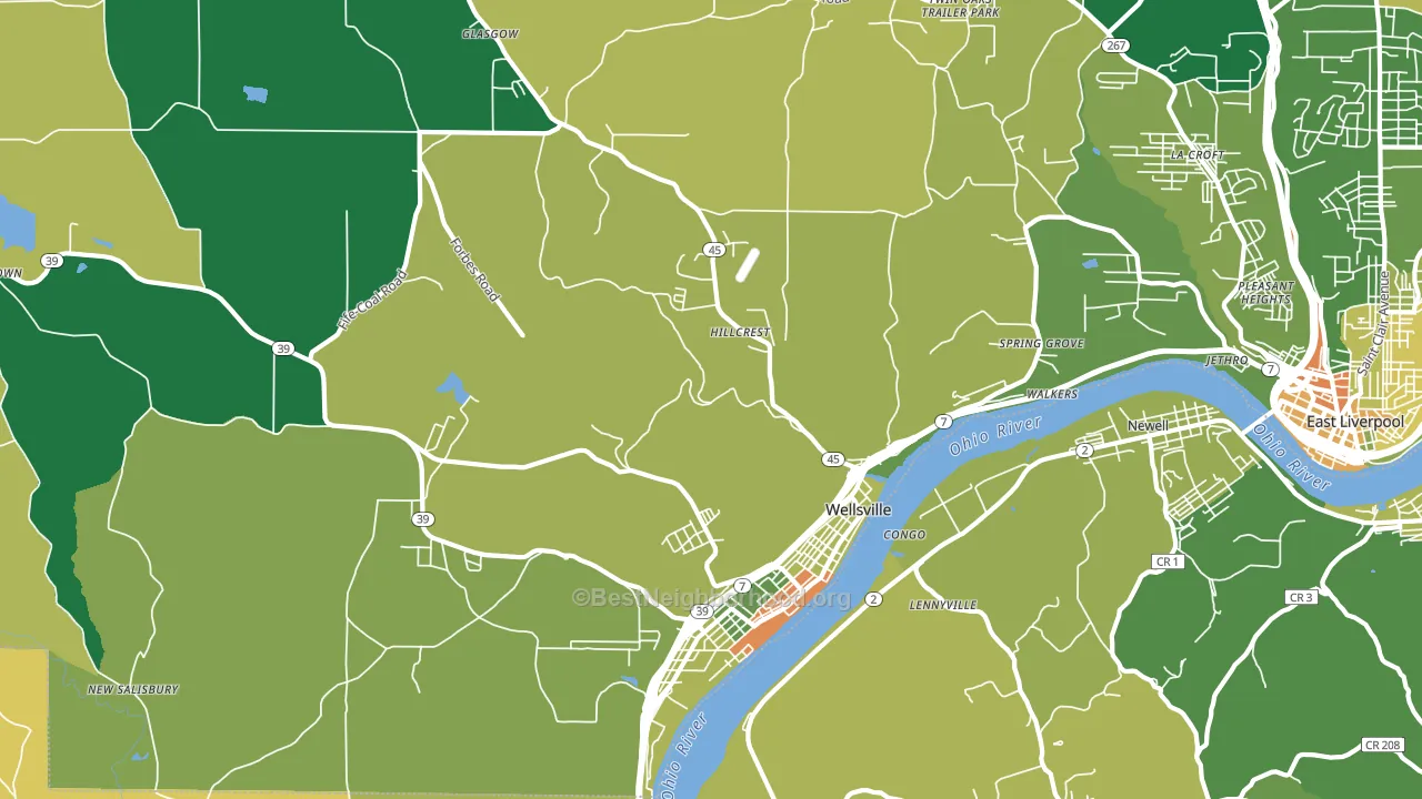 Wellsville, OH block-group voter-turnout map