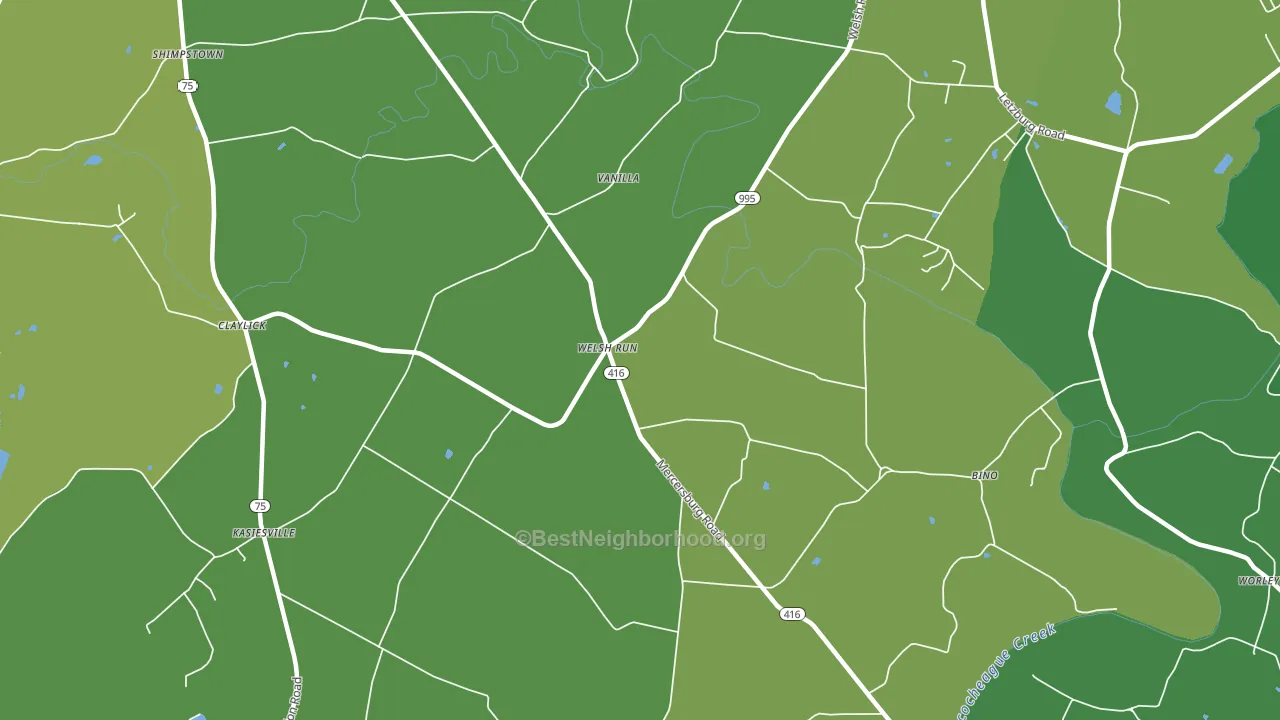 Welsh Run, PA block-group voter-turnout map