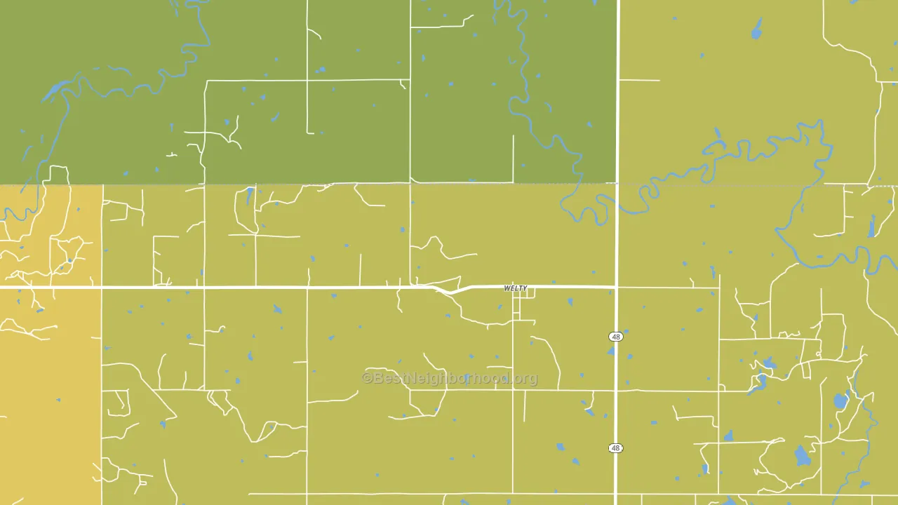 Welty, OK block-group voter-turnout map