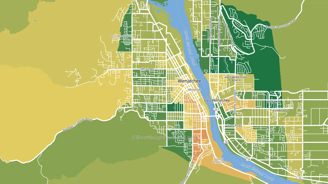 Wenatchee, WA block-group voter-turnout map