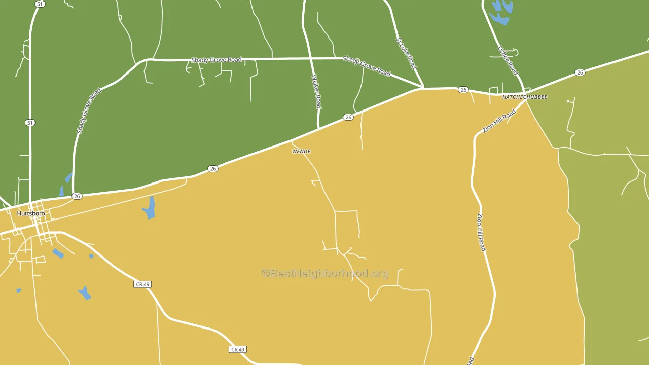 Wende, AL block-group voter-turnout map